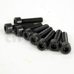 Set of 8 black steel screw, M5 diameter, 20 mm lenght, cylindrical head