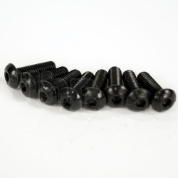 Set of 8 black steel screw, M6 diameter, 16 mm lenght, pan head