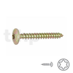 Pack of 200 Hinge screws 6x20mm, zinc-plated steel, full thread, round head Torx T30