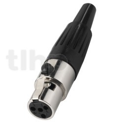 4-pole metal female XLR mini plug, gold-plated contacts and cable bending protection, for 3.5 mm diameter cable