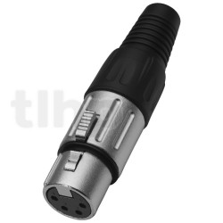 XLR female metal plug, 4 poles, nickel contacts, cable entry diameter 6 to 9 mm