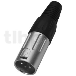 XLR male metal plug, 4 poles, nickel contacts, cable entry diameter 6 to 9 mm