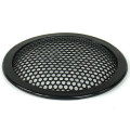 TLHP grille for 5-inch speaker, external diameter 131 mm, thick steel, black finish, round holes 4 mm diameter, peripheral rubber flange