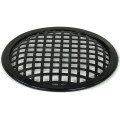 TLHP grille for 6-inch speaker, external diameter 155.5 mm, thick steel, black finish, square holes 8x8 mm, peripheral rubber flange