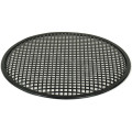 TLHP grille for 15-inch speaker, external diameter 387 mm, thick steel, black finish, square holes 8x8 mm, peripheral rubber flange