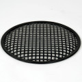 TLHP grille for 10-inch speaker, external diameter 257 mm, thick steel, black finish, square holes 8x8 mm, peripheral rubber flange