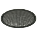 TLHP grille for 12-inch speaker, external diameter 310 mm, thick steel, black finish, round holes 4 mm diameter, peripheral rubber flange