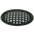TLHP grille for 5-inch speaker, external diameter 131 mm, thick steel, black finish, square holes 8x8 mm, peripheral rubber flange