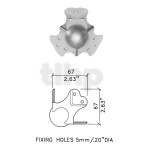 Large ball corner 67mm, zinc, 3 paws, for profil up to 36 mm