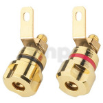 Pair of speaker terminal, red and black, gold plated contacts, Monacor BP-405G