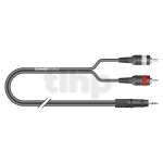 Audio cable, one 3.5 mm stereo mini Jack to two male RCA cinch, Sommercable BV-CIJ3-0075, lenght 0.75m