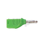 Green PVC banana  plug, stackable, lenght 43 mm, solder contact