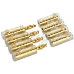 4-way connection line 57 x 45 x 10 mm, by banana type connectors, 4 male, 4 female, gold-plated contacts, screw connection, for conductors max diameter 4.3 mm