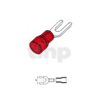Set of 10 fork terminals, 3.7 mm set of 10 pieces, red insulation, for conductors 0.5 à 1.0 mm²