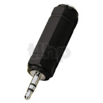3.5 mm stereo male mini-jack to 6.3 mm stereo female jack adapter, black plastic body