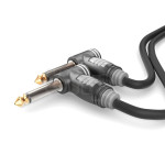 0.3m audio instrument cable, with 6.35 mm elbow Jack mono plug, Sommercable HBA-3SM2, black, with Hicon gold plated contact connectors
