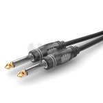 1.5m audio instrument cable, with male 6.35 Jack mono plug, Sommercable HBA-6M, black, with gold plated contact connectors