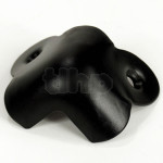 Set of 8 black steel speaker corner, 38.5 x 38.5 mm, 2 legs, to be fixed with countersunk screws
