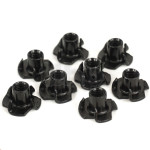 Set of 8 M6 knock-in nuts, black, length 10.5 mm