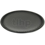TLHP grille for 10-inch speaker, external diameter 257 mm, thick steel, black finish, round holes 4 mm diameter, peripheral rubber flange