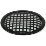 TLHP grille for 6-inch speaker, external diameter 155.5 mm, thick steel, black finish, square holes 8x8 mm, peripheral rubber flange