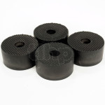 Set of 4 black rubber foot for speaker, diameter 38.65 mm, thickness 20 mm, with steel insert for mechanical support