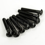Set of 8 black zinc-plated steel screw, M5 diameter, 30 mm lenght, pan head