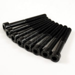 Set of 8 black steel screw, M5 diameter, 40 mm lenght, cylindrical head