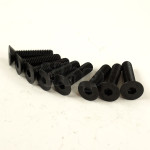 Set of 8 black steel screw, M6 diameter, 25 mm lenght, countersunk head