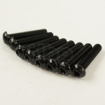 Set of 8 black zinc-plated steel screw, M6 diameter, 30 mm lenght, pan head