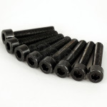 Set of 8 black zinc-plated steel screw, M8 diameter, 40 mm lenght, cylindrical head