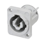 Neutrik NAC3MPXXB, lockable powerCon chassis, grey, 16A / 250VAC, for power-in