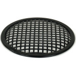 TLHP grille for 8-inch speaker, external diameter 206 mm, thick steel, black finish, square holes 8x8 mm, peripheral rubber flange
