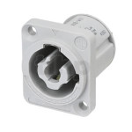Neutrik NAC3MPXXB-WOT, lockable powerCon chassis, grey, 16A / 250VAC, for power-in with PCB
