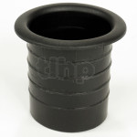Black plastic recessed vent, internal diameter 47.5 mm, total length 60 mm, for bass-reflex acoustic load