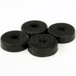 Set of 4 black rubber foot for speaker, diameter 38.65 mm, thickness 20 mm, with steel insert for mechanical support
