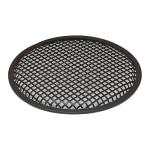 Round speaker grille, black steel, square holes, 160 mm external diameter (+/-2mm), for 6 inch speaker