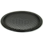 TLHP grille for 6-inch speaker, external diameter 155.5 mm, thick steel, black finish, round holes 4 mm diameter, peripheral rubber flange