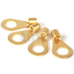 Set of four Mundorf ring cable lugs for crimping or soldering, M8, gold-plated copper-Beryllium, for wires from 4 to 6 mm²