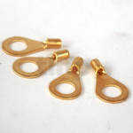 Set of four Mundorf ring cable lugs for crimping or soldering, M6, gold-plated copper-Beryllium, for wires from 0.5 to 1 mm²