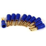 Set of 10 gold-plated 2.8 mm female Fast-on terminals, blue insulation, for 1.5 to 2.5 mm² conductor