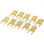 Set of 10 gold-plated 6.3 mm male flat connectors, for 6.3 mm Fast-on terminals