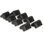 Set of 8 black ABS plastic speaker corner, stackable, 54.5 x 36.8 mm, 2 legs