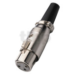 XLR female plug, 3 poles, gold-plated contacts, cable entry diameter up to 6 mm
