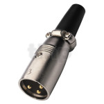 XLR male metal plug, 3 poles, gold-plated contacts, cable entry diameter up to 6 mm