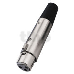 XLR female plug, 3 poles, gold-plated contacts, cable entry diameter up to 7 mm