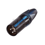 Neutrik NC3MXX-BAG, 3 pole male XLR cable connector, black metal housing, silver contacts