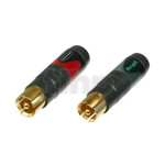 Pair (red+black) of Neutrik professional RCA NF2C-B2, male connector, gold plated contacts