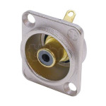 Neutrik NF2D-0, RCA female socket, black washers, nickel housing, gold plated contacts