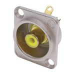 Neutrik NF2D-4, RCA female socket, yellow washers, nickel housing, gold plated contacts